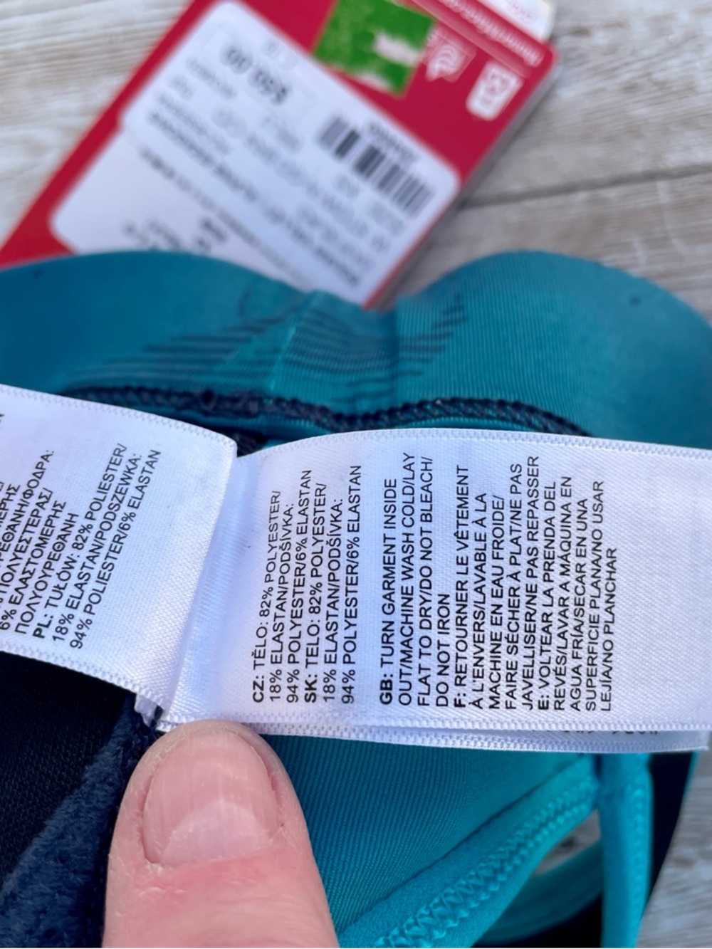 NEW North Face Stow-n-Go Phone Pocket Botanical Tropical Teal Blue Sports Bra XS - Picture 12 of 15